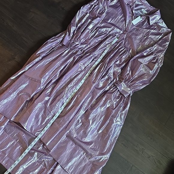 Anthropologie- Pilcro Shimmery Lilac Button-Front Tiered Dress - Picture 13 of 16